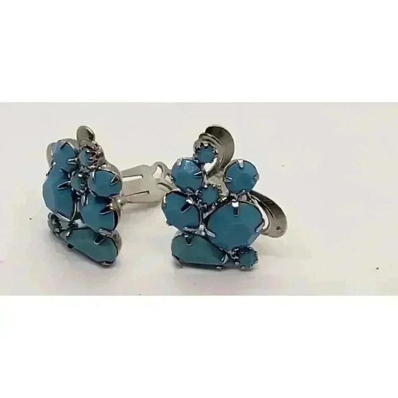 Alice Caviness Rare Set Brooch & Earrings Faux Turquoise Vintage Signed - Picture 14 of 16